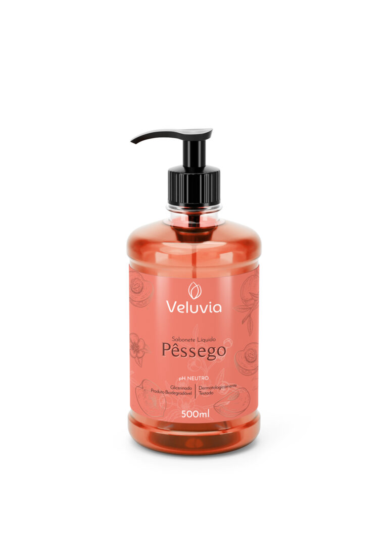 Sabonete líquido Veluvia Pêssego — Pump de 500 ml.