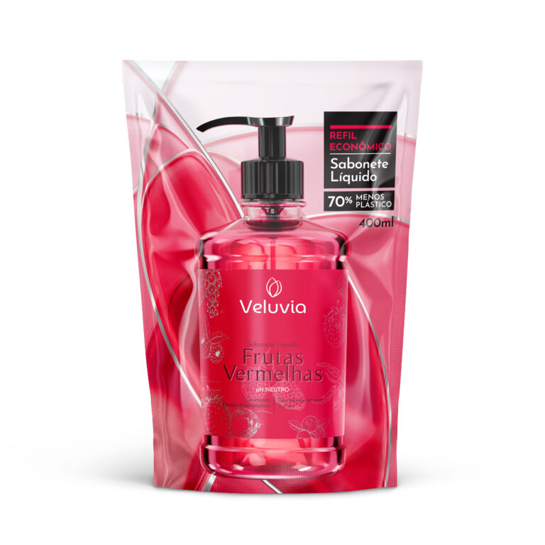 Sabonete líquido Veluvia Frutas Vermelhas — Refil de 400 ml.